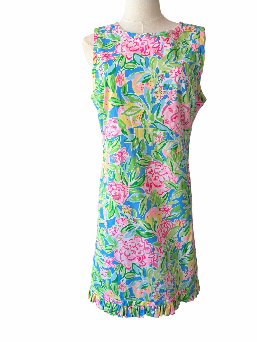 L Lilly Pulitzer POPPY STRETCH COTTON SHIFT, MULTI GROVE GARDEN in Size 8